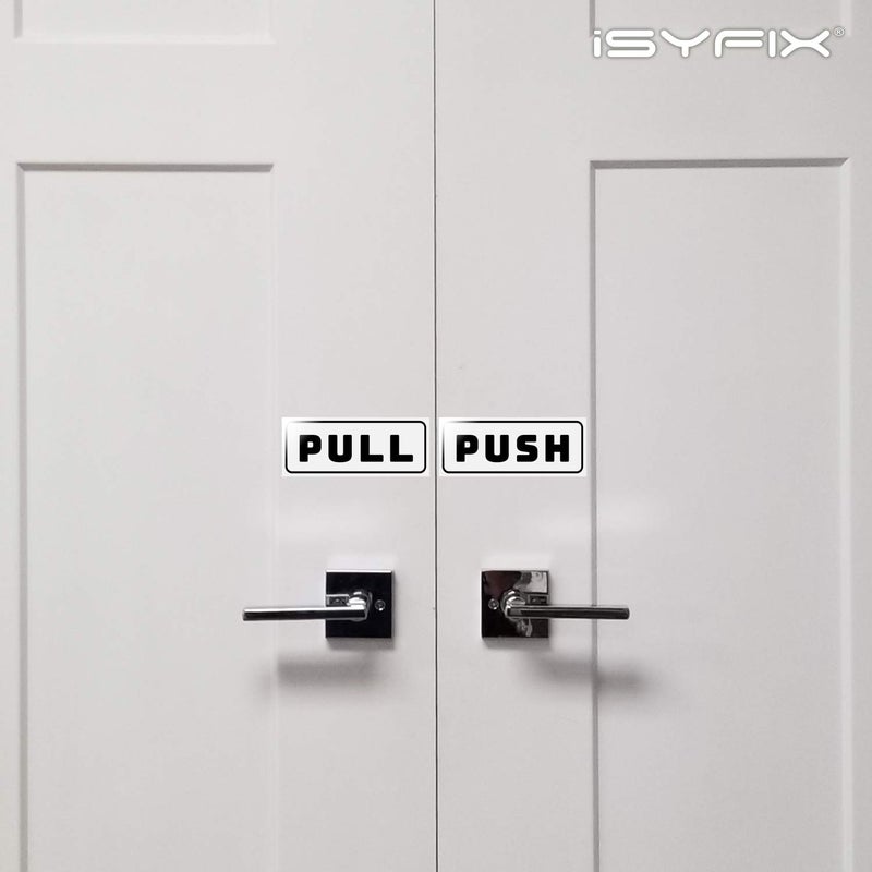 iSYFIX ملصقات دفع وسحب iSYFIX - عبوة 2 5x2 بوصة - ملصق أفقي ذاتي اللصق، ملصق فينيل أبيض/أسود للأبواب في الأعمال، المتاجر، المقاهي، المحلات والمزيد. للاستخدام الداخلي والخارجي. - Image 4